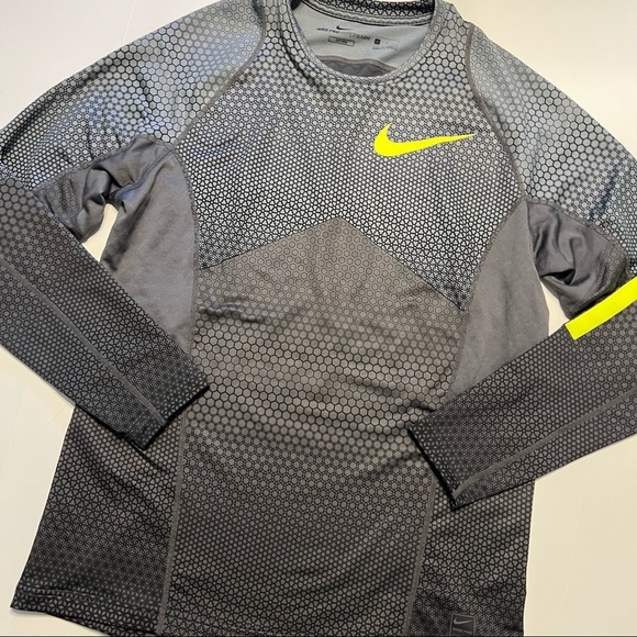 Nike Pro Hyperwarm Fitted Long Sleeve Size Large Gray Green - Picture 2 of 10